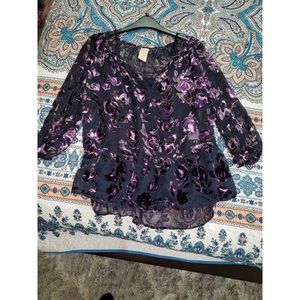 Purple sheer velvet top